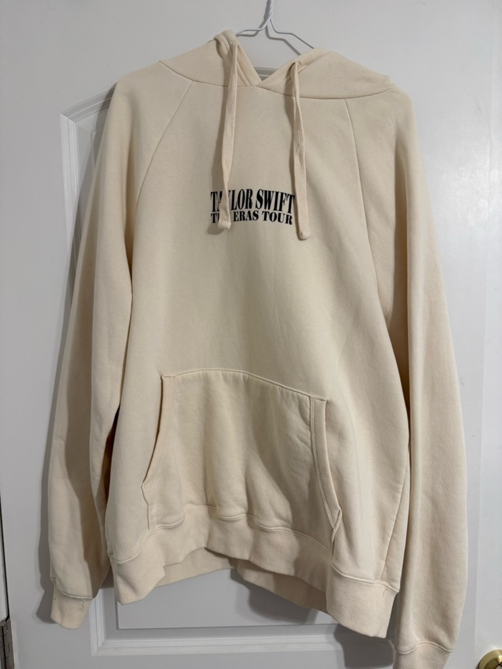 Taylor Swift Cream The Eras Tour Hoodie with Black Logo